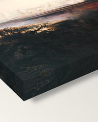 The Last Judgement by John Martin on stretched canvas, corner close-up: the painting mirror-wrapped round the sides