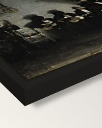 El Jaleo by John Singer Sargent framed canvas, corner close-up: a black floating frame with a shadow gap round the canvas