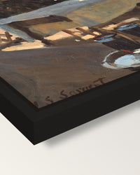 Wineglasses by John Singer Sargent framed canvas, corner close-up: a black floating frame with a shadow gap round the canvas
