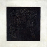 Black Square by Kazimir Malevich: a large black square with fine cracks across its surface on a white ground