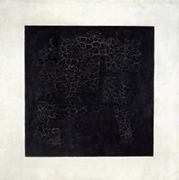 Black Square by Kazimir Malevich: a large black square with fine cracks across its surface on a white ground