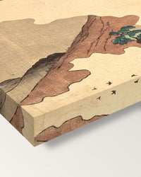 Mount Asama from Usui Pass by Kuniyoshi on stretched canvas, corner close-up: the painting mirror-wrapped round the sides