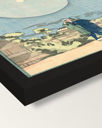 New Yoshiwara by Utagawa Kuniyoshi framed print, corner close-up: black moulding, mitred, the print set just below its edge