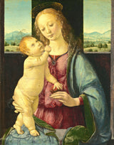 Madonna and Child with a Pomegranate: Mary in red holds a pomegranate as the Child reaches for its seeds