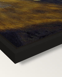 Margrave Casimir by the Elder framed canvas, corner close-up: a black floating frame with a shadow gap round the canvas