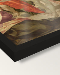 The Entombment by Michelangelo framed print, corner close-up: black moulding, edge to edge under plexiglass, no mat