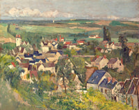 Auvers, Panoramic View by Paul Cézanne: red and grey village rooftops among trees, with fields to the horizon