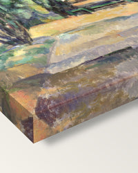 Avenue at Chantilly by Paul Cézanne on stretched canvas, corner close-up: the painting mirror-wrapped round the sides