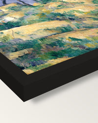House with Cracked Walls by Cézanne framed print, corner close-up: black moulding, mitred, the print set just below its edge