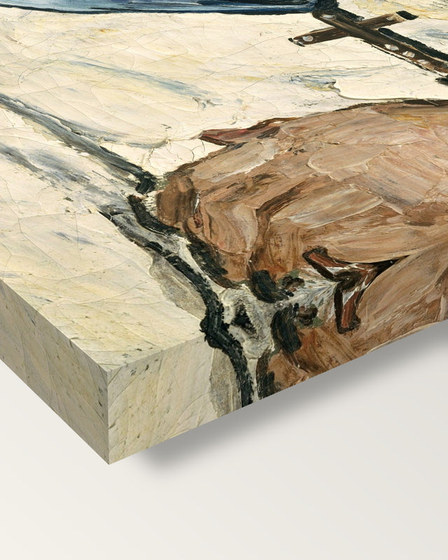 Uncle Dominique as a Monk by Paul Cézanne on stretched canvas, corner close-up: the painting mirror-wrapped round the sides