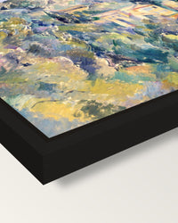 Domaine Saint-Joseph by Cézanne framed canvas, corner close-up: a black floating frame with a shadow gap round the canvas