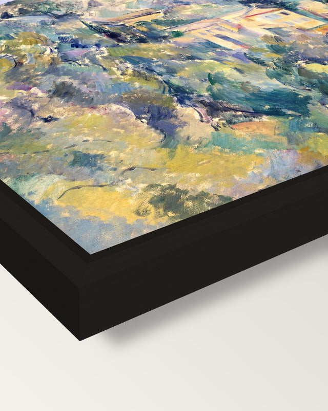 Domaine Saint-Joseph by Cézanne framed canvas, corner close-up: a black floating frame with a shadow gap round the canvas