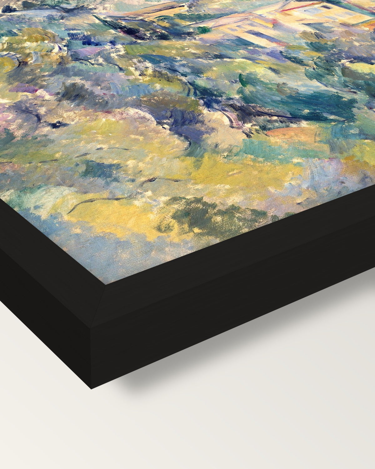 Domaine Saint-Joseph by Paul Cézanne framed print, corner close-up: black moulding, mitred, the print set just below its edge