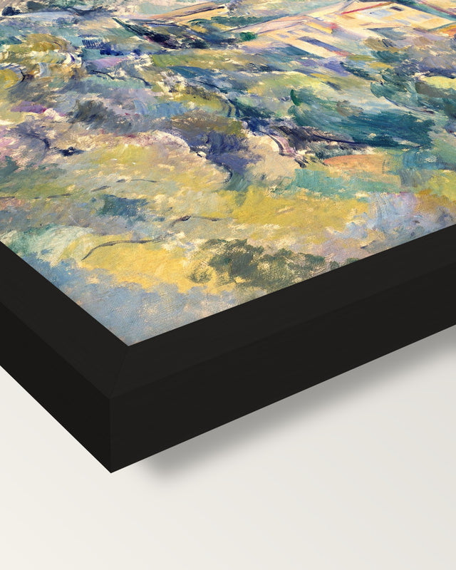 Domaine Saint-Joseph by Paul Cézanne framed print, corner close-up: black moulding, mitred, the print set just below its edge