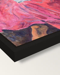 Faaturuma by Paul Gauguin framed canvas, corner close-up: a black floating frame with a shadow gap round the canvas