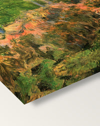 Landscape from Pont-Aven by Paul Gauguin on stretched canvas, corner close-up: the painting mirror-wrapped round the sides
