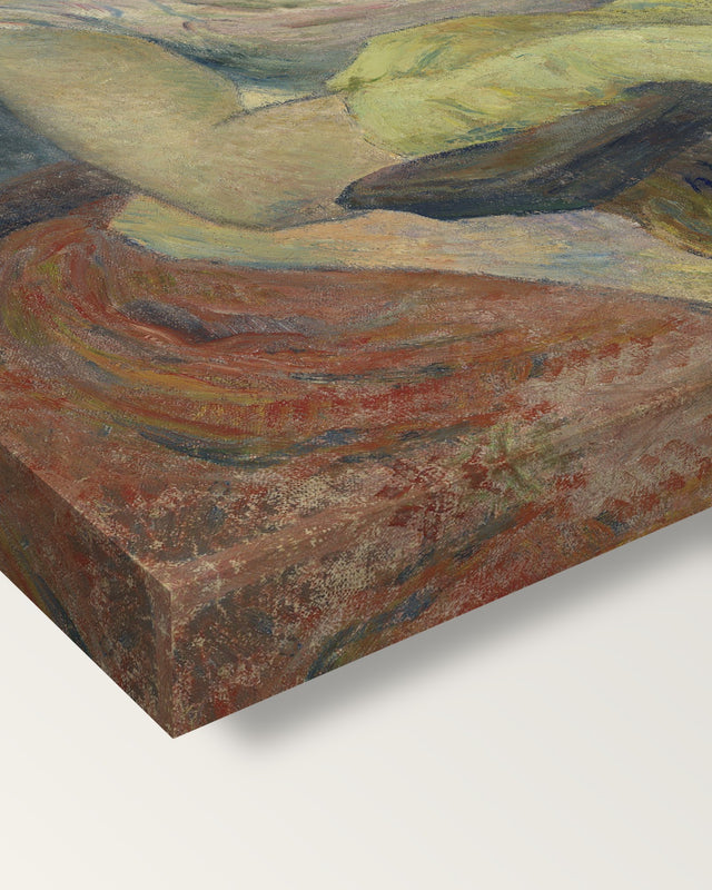 Mette Gauguin by Paul Gauguin on stretched canvas, corner close-up: the painting mirror-wrapped round the sides