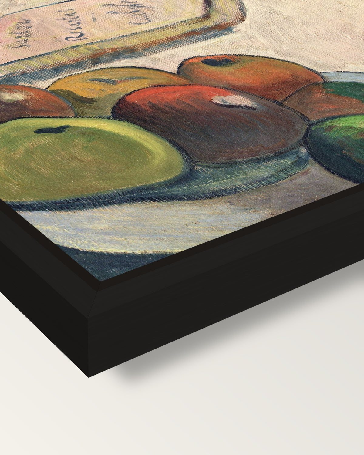 Portrait of Meijer de Haan framed canvas, corner close-up: a black floating frame with a shadow gap round the canvas