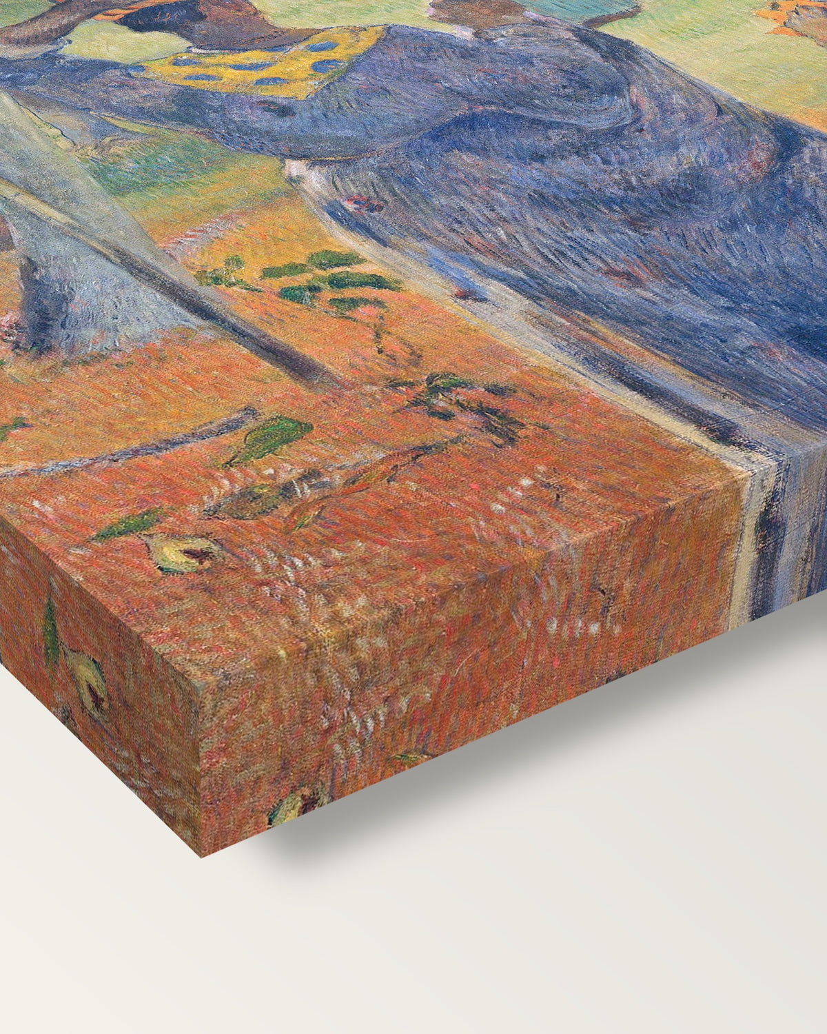 The Mango Trees, Martinique by Paul Gauguin on stretched canvas, corner close-up: the painting mirror-wrapped round the sides