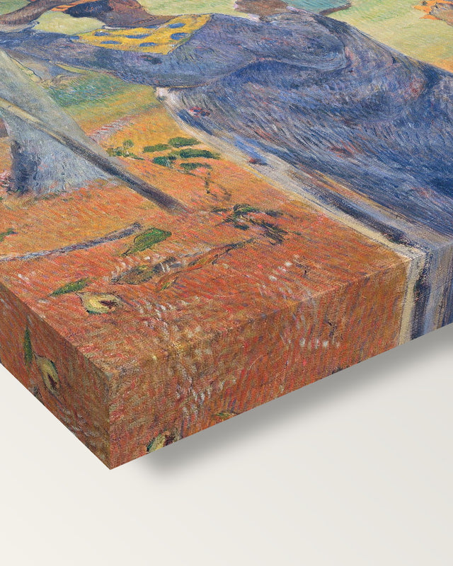 The Mango Trees, Martinique by Paul Gauguin on stretched canvas, corner close-up: the painting mirror-wrapped round the sides