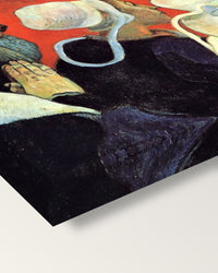 Vision after the Sermon by Paul Gauguin on stretched canvas, corner close-up: the painting mirror-wrapped round the sides