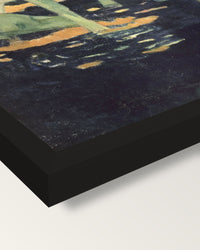 The White Horse by Paul Gauguin framed print, corner close-up: black moulding, mitred, the print set just below its edge