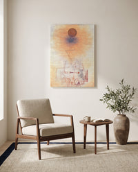 Limits of Reason by Paul Klee as a stretched canvas above a linen lounge chair in a reading corner