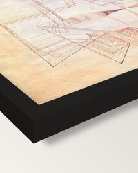 Limits of Reason by Paul Klee framed print, corner close-up: black moulding, mitred, the print set just below its edge