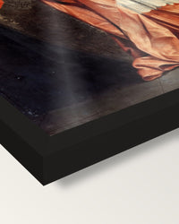 Cardinal de Richelieu by Philippe de Champaigne framed print, corner close-up: black moulding, edge to edge, no mat