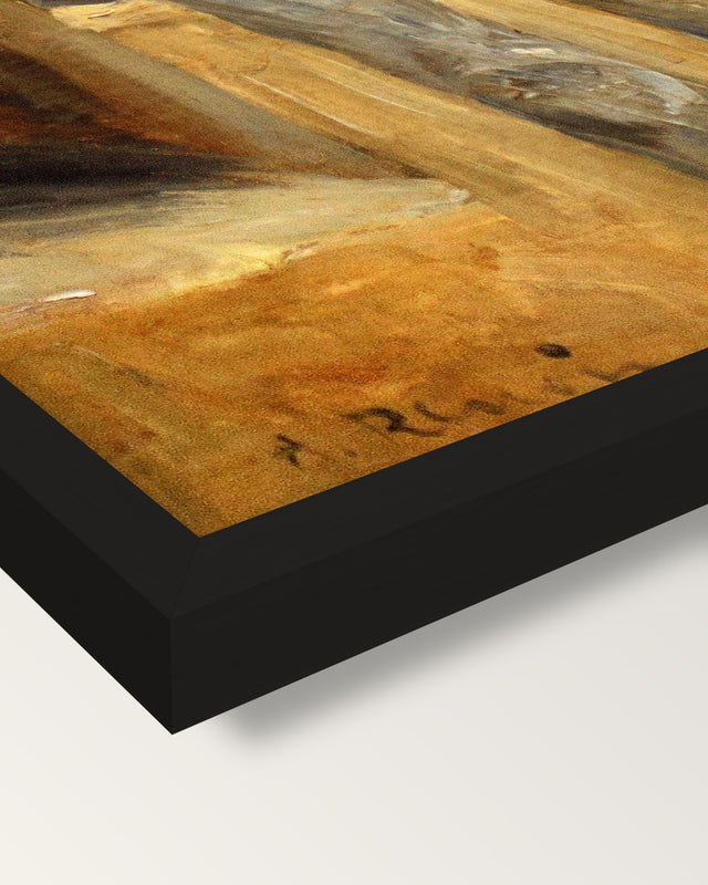 Charles Le Cœur by Renoir framed print, corner close-up: black moulding, mitred, the print set just below its edge