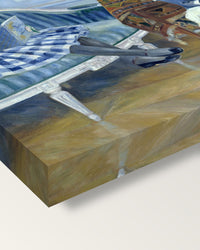 Afternoon at Wargemont by Renoir on stretched canvas, corner close-up: the painting mirror-wrapped round the sides