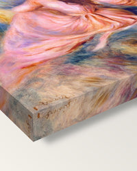In the Meadow by Pierre-Auguste Renoir on stretched canvas, corner close-up: the painting mirror-wrapped round the sides