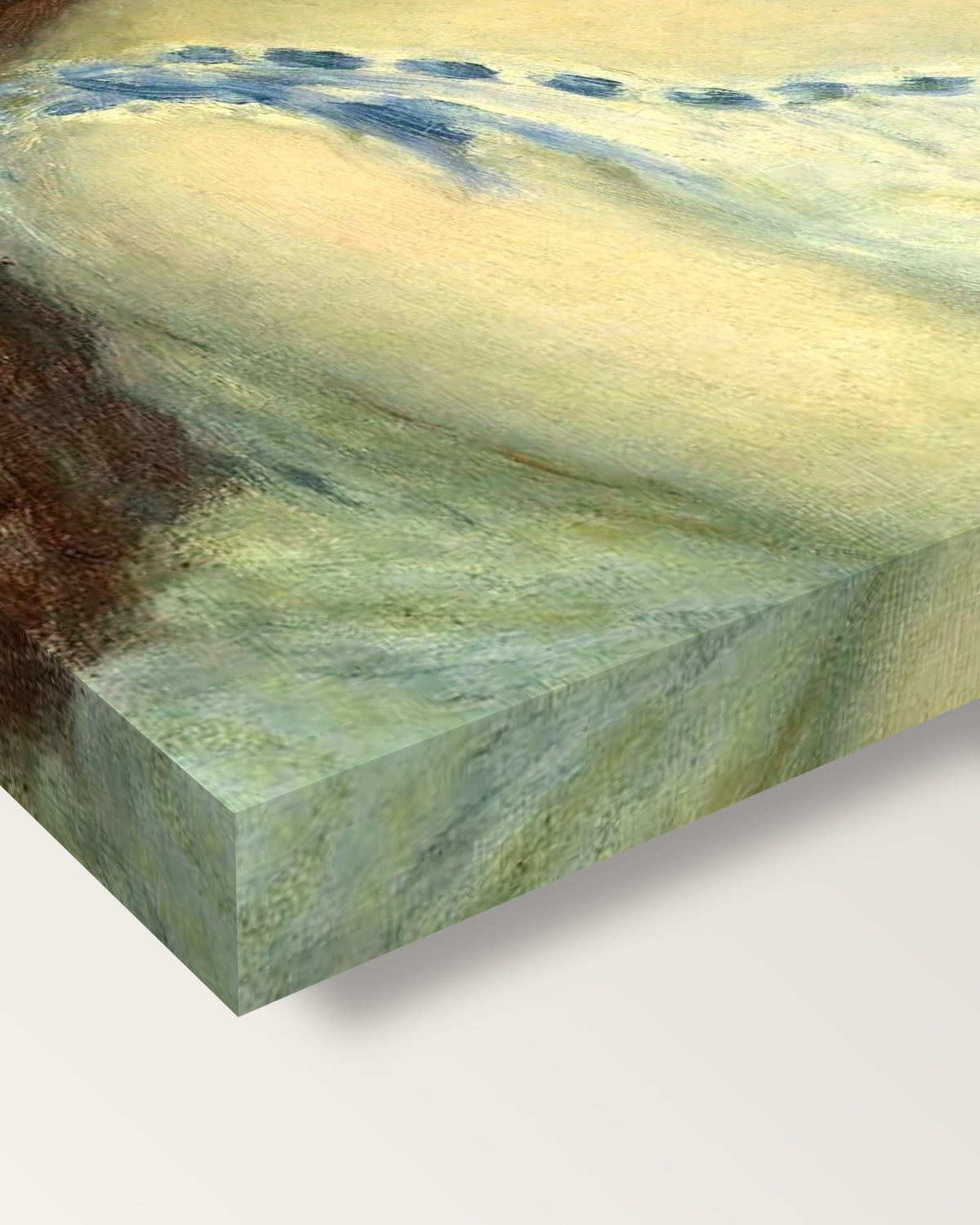 Jacques Bergeret as a Child by Renoir on stretched canvas, corner close-up: the painting mirror-wrapped round the sides