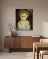 Jacques Bergeret as a Child by Pierre-Auguste Renoir in a black frame above a walnut sideboard in a dining room