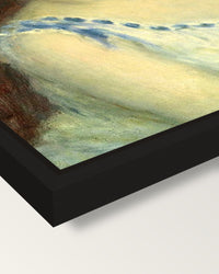 Jacques Bergeret as a Child framed canvas, corner close-up: a black floating frame with a shadow gap round the canvas