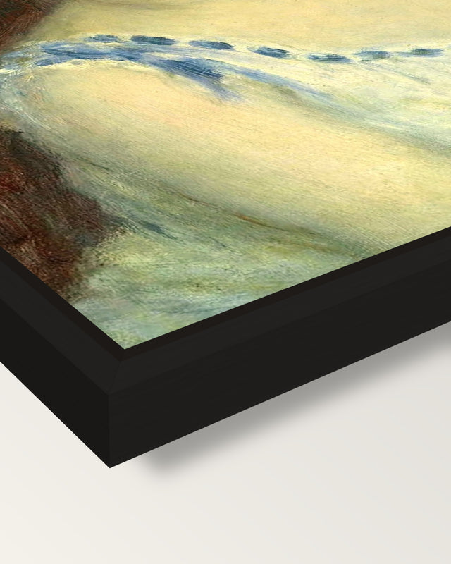 Jacques Bergeret as a Child framed canvas, corner close-up: a black floating frame with a shadow gap round the canvas