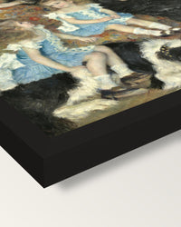 Madame Charpentier (1878) by Renoir framed print, corner close-up: black moulding, mitred, the print set just below its edge