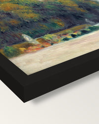 Versailles by Pierre-Auguste Renoir framed print, corner close-up: black moulding, mitred, the print set just below its edge