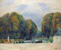 Versailles by Renoir: rows of rounded chestnut trees beside a pale courtyard and statues under a cloudy sky