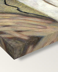 Victor Chocquet by Pierre-Auguste Renoir on stretched canvas, corner close-up: the painting mirror-wrapped round the sides