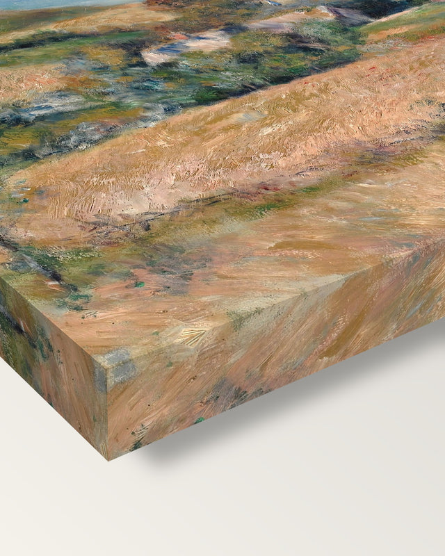 Seacoast near Wargemont by Renoir on stretched canvas, corner close-up: the painting mirror-wrapped round the sides