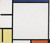 Composition with Blue, Red, Yellow and Black by Piet Mondrian: a white square in a black grid, with colour at the edges
