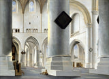 The Interior of the Grote Kerk at Haarlem by Saenredam: massive grey columns and white arches in a light-filled church