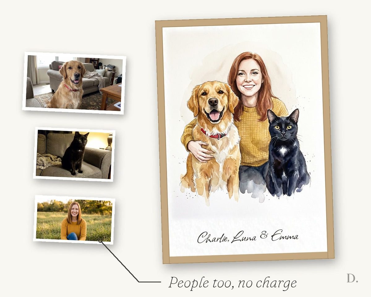 Custom Watercolor Pet Portrait from Photo, Personalized Dog or Cat Painting, Multiple Pets Included Free, Pet Lover Gift — how it is made