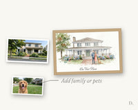 Custom Watercolor House Portrait from Photo, Personalized First Home Gift, Housewarming Gift, Realtor Closing Gift — how it is made