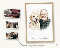 Pet Memorial Portrait from Photo, Custom Watercolor Pet Loss Gift Painting, Dog Cat Remembrance Art, Name and Years Included Free — how it is made