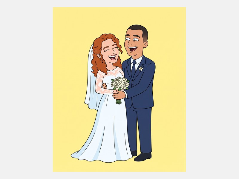 The proof of the custom cartoon wedding portrait, sent within 24 hours