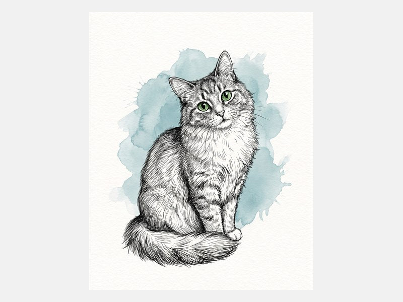 The proof: a Custom Cat Drawing made from that photo