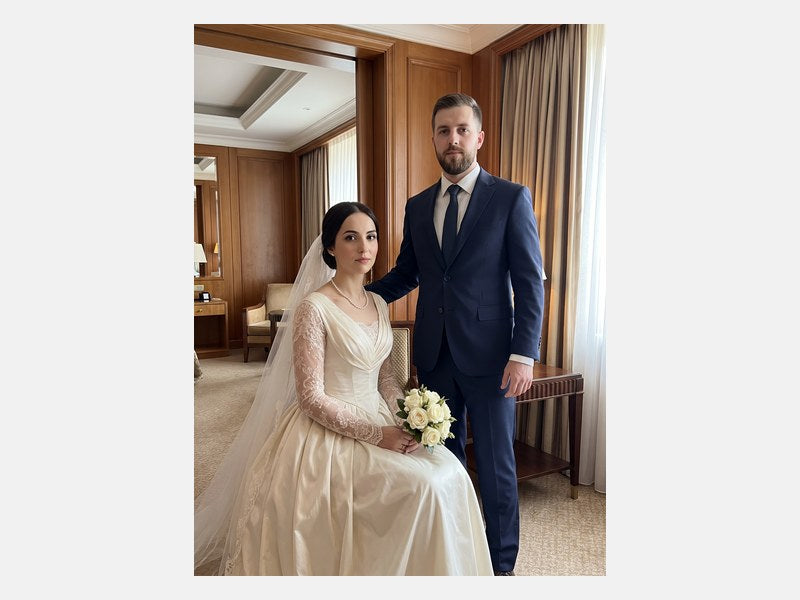 The customer photo a Custom Royal Wedding Portrait is made from