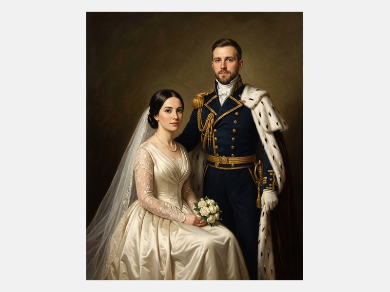 Custom Royal Wedding Portrait proof, shown whole before printing